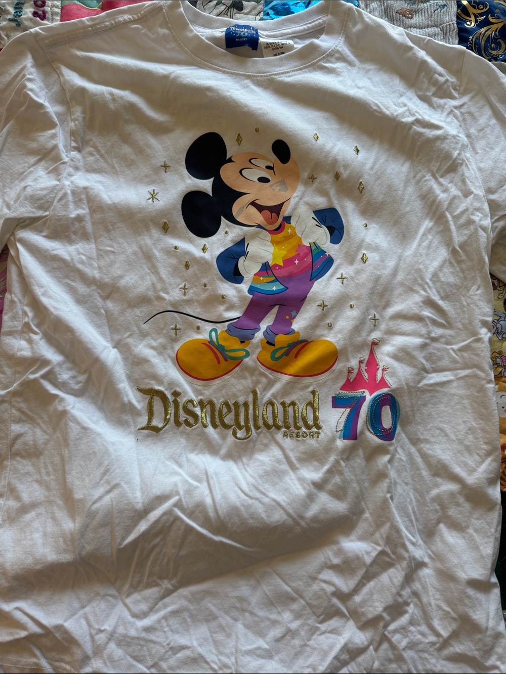 Disney Disneyland 70th anniversary, Mickey Mouse T-shirt M NWOT flaw see photo